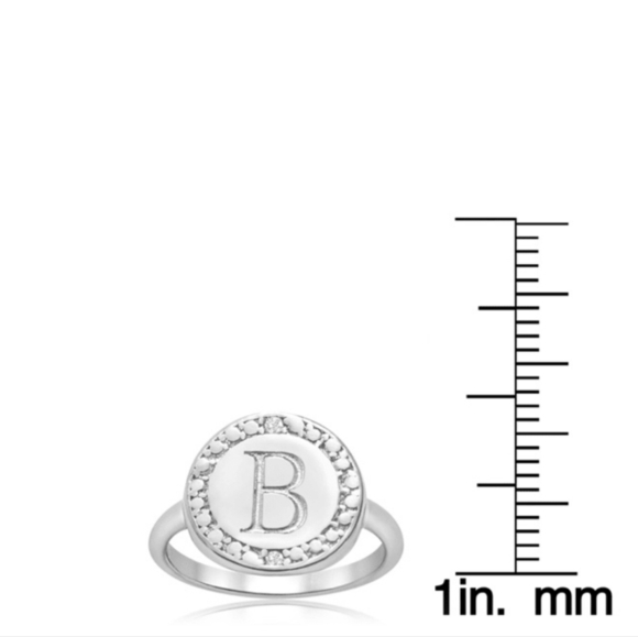 Silver Monogram Ring - B - 925 Sterling SILVER - Picture 3 of 4